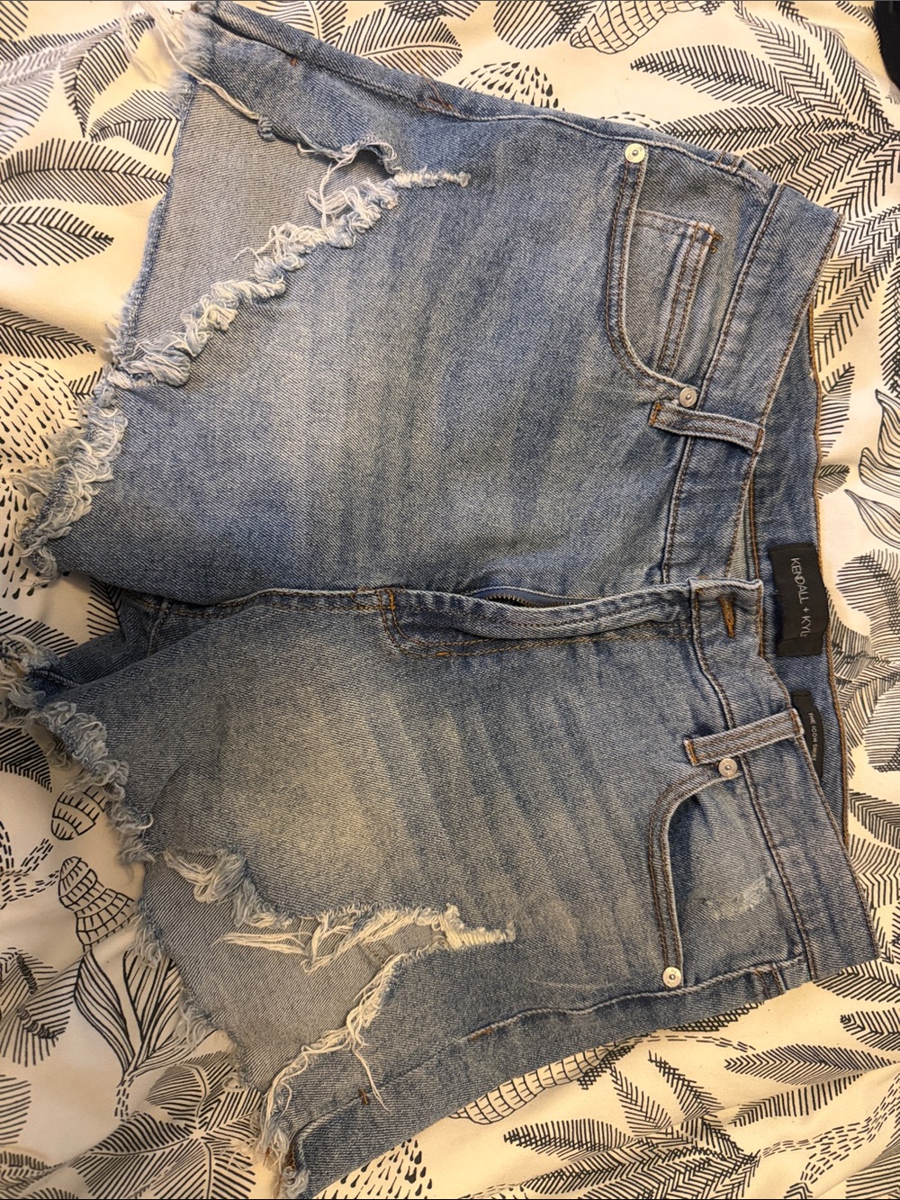 Kendall & Kylie Light Blue High-Rise Distressed Denim Shorts